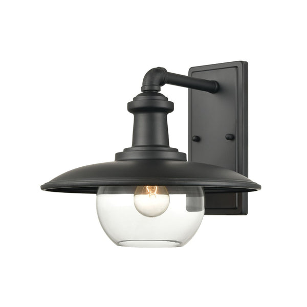 Atlas Jackson 12-Inch High Outdoor Sconce - Vintage Barn-Style Design for Timeless Curb Appeal and Illumination Matte Black 13'' OL11163-BK
