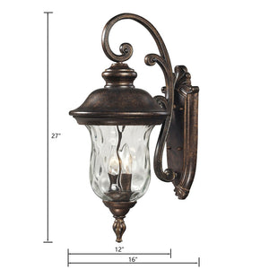 Atlas Lafayette 1-Light Outdoor Wall Sconce - Timeless Elegance with Blown Glass Shade for Curb Appeal Regal Bronze 12'' OL11168-BZ