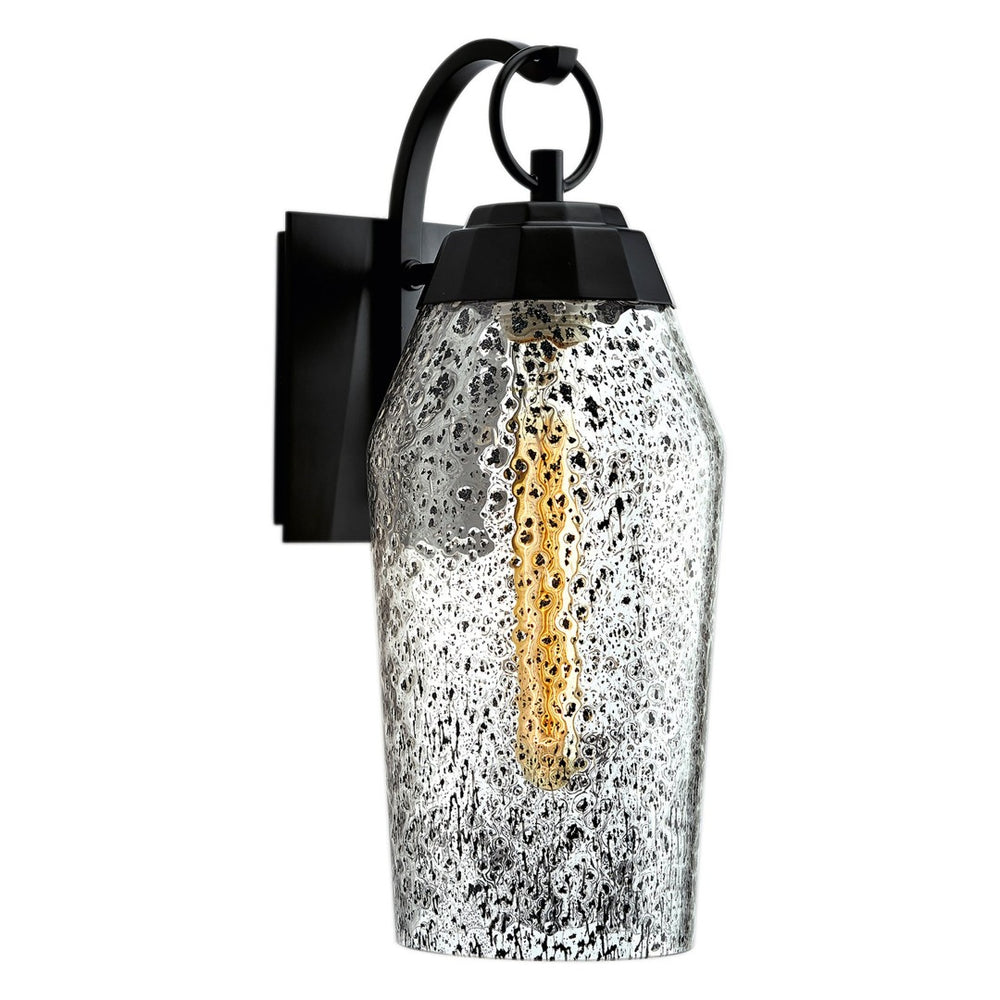 Atlas Lyrids 14" High Outdoor Sconce - Matte Black Lantern Design with Meteor Shower Glass Glow OL11170-BK