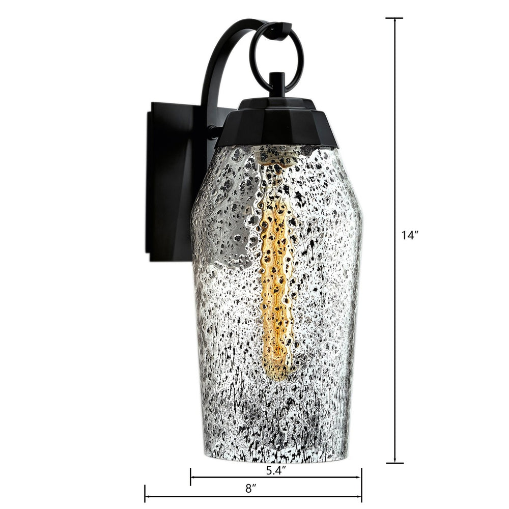 Atlas Lyrids 14" High Outdoor Sconce - Matte Black Lantern Design with Meteor Shower Glass Glow OL11170-BK