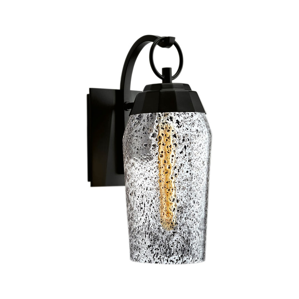 Atlas Lyrids 16" High Outdoor Wall Sconce - Matte Black Lantern with Speckled Inclusion Glass Shade OL11171-BK