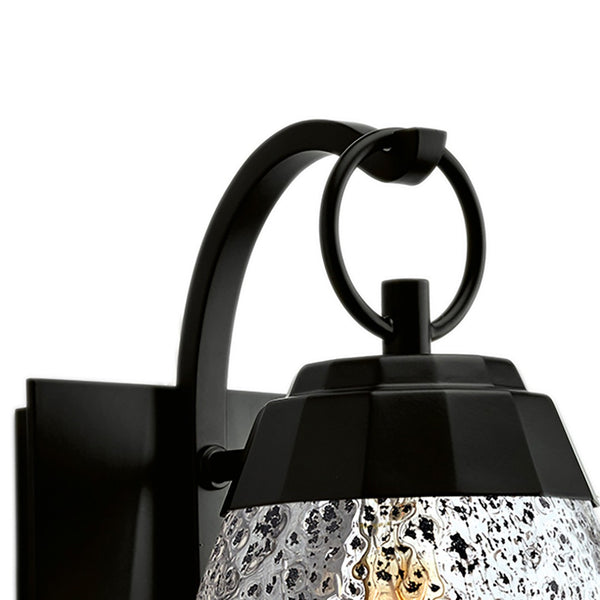 Atlas Lyrids 16" High Outdoor Wall Sconce - Matte Black Lantern with Speckled Inclusion Glass Shade OL11171-BK