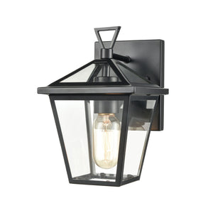 Atlas Main Street Outdoor Wall Sconce – Timeless 1-Light Fixture with Clear Glass Panels for Warm Glow Black 6'' OL11172-BK