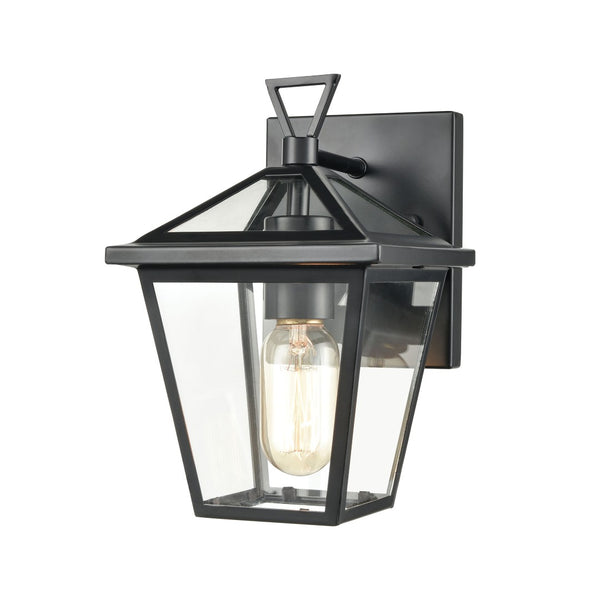 Atlas Main Street Outdoor Wall Sconce – Timeless 1-Light Fixture with Clear Glass Panels for Warm Glow Black 6'' OL11172-BK