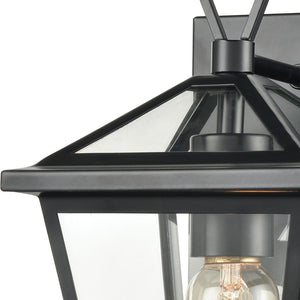 Atlas Main Street Outdoor Wall Sconce – Timeless 1-Light Fixture with Clear Glass Panels for Warm Glow Black 6'' OL11172-BK