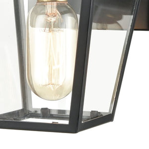 Atlas Main Street Outdoor Wall Sconce – Timeless 1-Light Fixture with Clear Glass Panels for Warm Glow Black 6'' OL11172-BK