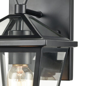 Atlas Main Street Outdoor Wall Sconce – Timeless 1-Light Fixture with Clear Glass Panels for Warm Glow Black 6'' OL11172-BK