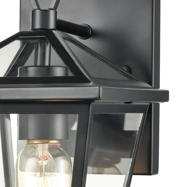 Atlas Main Street Outdoor Wall Sconce – Timeless 1-Light Fixture with Clear Glass Panels for Warm Glow Black 6'' OL11172-BK