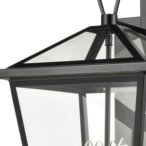 Atlas Main Street Outdoor Wall Sconce – Timeless 1-Light Fixture with Clear Glass Panels for Warm Glow Black 12'' OL11173-BK