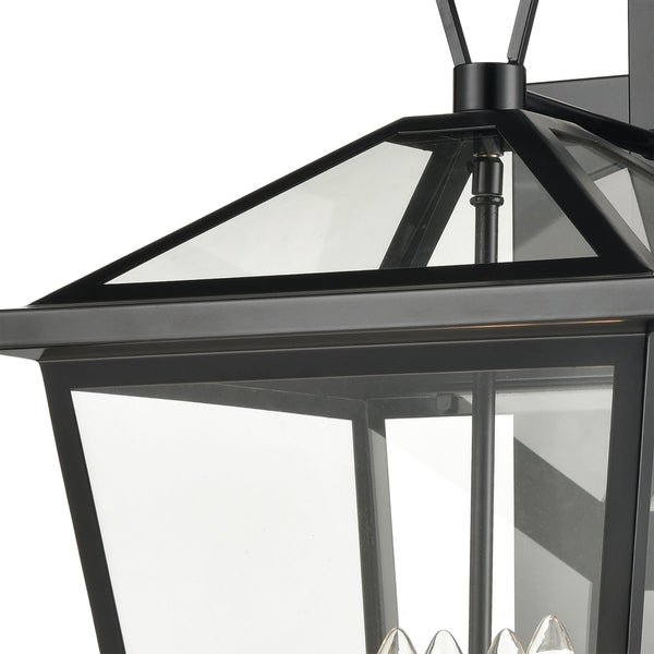 Atlas Main Street Outdoor Wall Sconce – Timeless 1-Light Fixture with Clear Glass Panels for Warm Glow Black 12'' OL11173-BK