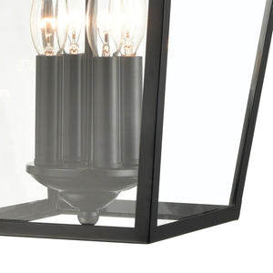 Atlas Main Street Outdoor Wall Sconce – Timeless 1-Light Fixture with Clear Glass Panels for Warm Glow Black 12'' OL11173-BK