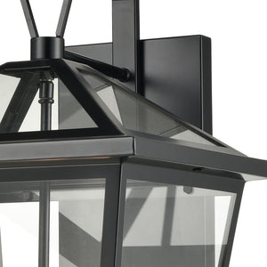 Atlas Main Street Outdoor Wall Sconce – Timeless 1-Light Fixture with Clear Glass Panels for Warm Glow Black 12'' OL11173-BK