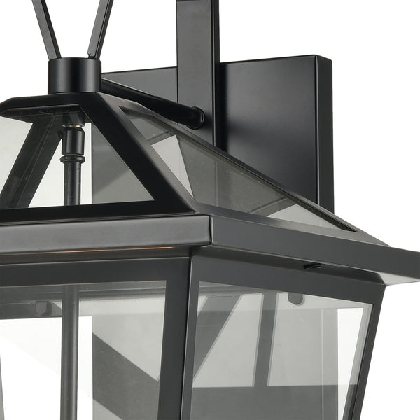 Atlas Main Street Outdoor Wall Sconce – Timeless 1-Light Fixture with Clear Glass Panels for Warm Glow Black 12'' OL11173-BK