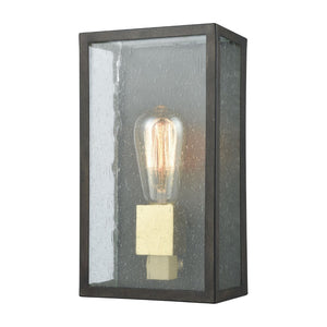 Atlas McKenzie 11" High 1-Light Outdoor Sconce - Modern Blackened Bronze with Brushed Brass Accent OL11179-BZ