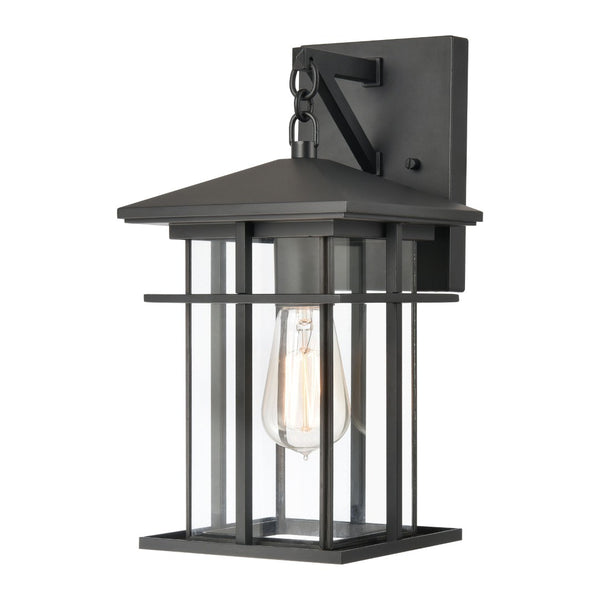 Atlas Oak Park Outdoor Sconce - Mission-Style 1-Light Fixture with Durable Construction for Exterior Elegance Matte Black 7'' OL11190-BK