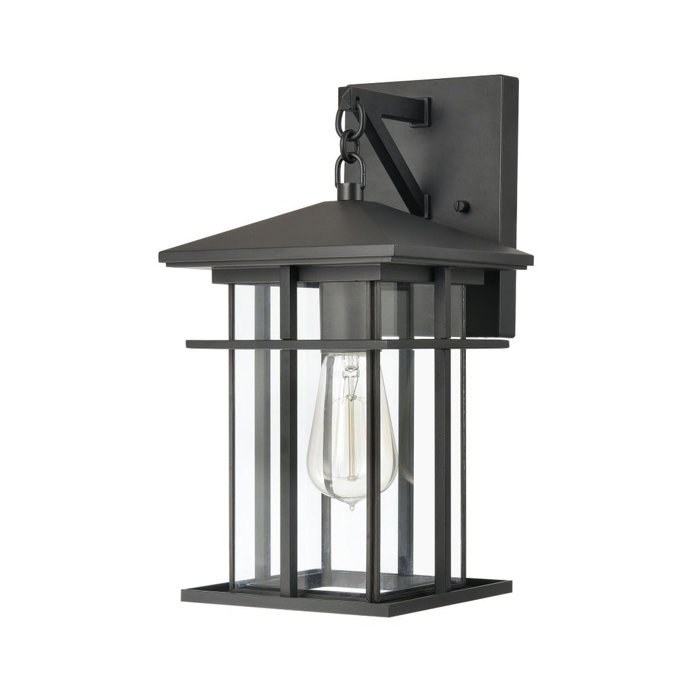 Atlas Oak Park Outdoor Sconce - Mission-Style 1-Light Fixture with Durable Construction for Exterior Elegance Matte Black 7'' OL11190-BK