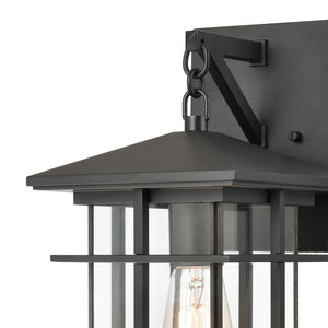 Atlas Oak Park Outdoor Sconce - Mission-Style 1-Light Fixture with Durable Construction for Exterior Elegance Matte Black 7'' OL11190-BK