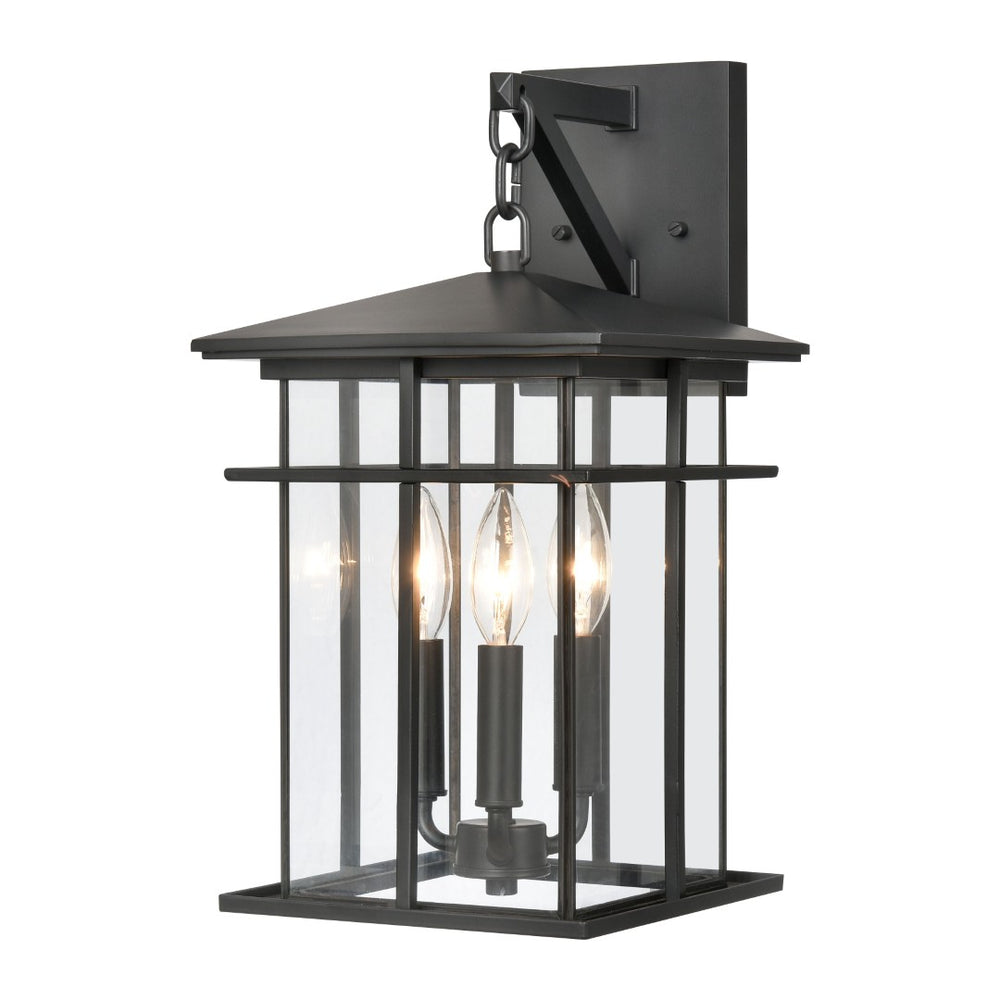 Atlas Oak Park 17" High 3-Light Outdoor Sconce - Weather-Resistant Matte Black Design for Exterior Style OL11191-BK
