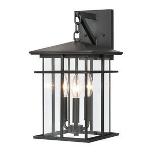 Atlas Oak Park 17" High 3-Light Outdoor Sconce - Weather-Resistant Matte Black Design for Exterior Style OL11191-BK