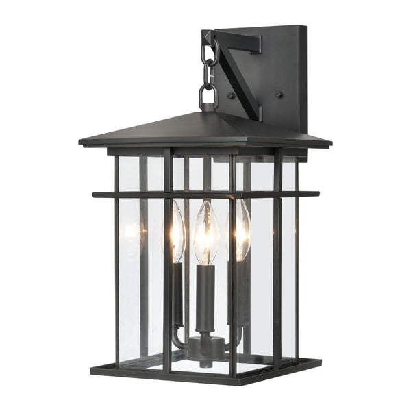 Atlas Oak Park 17" High 3-Light Outdoor Sconce - Weather-Resistant Matte Black Design for Exterior Style OL11191-BK