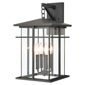 Atlas Oak Park Outdoor Sconce - Mission-Style 1-Light Fixture with Durable Construction for Exterior Elegance Matte Black 11'' OL11192-BK