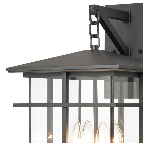 Atlas Oak Park Outdoor Sconce - Mission-Style 1-Light Fixture with Durable Construction for Exterior Elegance Matte Black 11'' OL11192-BK
