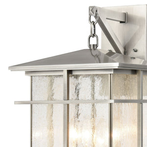 Atlas Oak Park Outdoor Sconce - Mission-Style 1-Light Fixture with Durable Construction for Exterior Elegance Antique Brushed Aluminum 11'' OL11192-SV