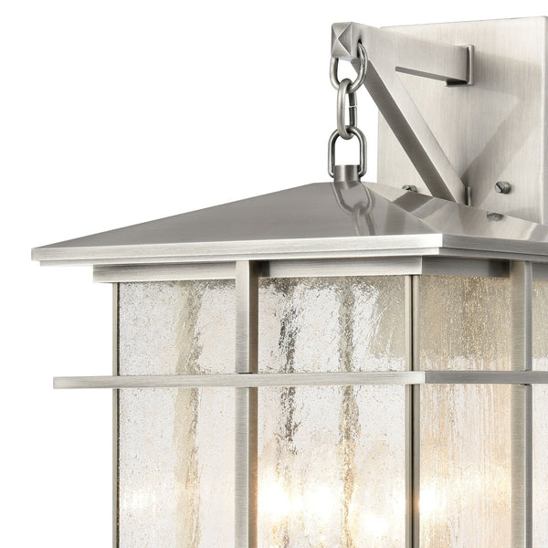 Atlas Oak Park Outdoor Sconce - Mission-Style 1-Light Fixture with Durable Construction for Exterior Elegance Antique Brushed Aluminum 11'' OL11192-SV