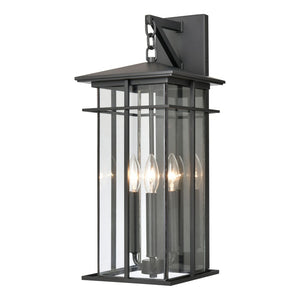 Atlas Oak Park 22'' High 3-Light Outdoor Sconce - Stylish Matte Black Fixture for Timeless Curb Appeal OL11193-BK