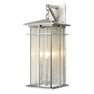 Atlas Oak Park Outdoor Sconce - Mission-Style 1-Light Fixture with Durable Construction for Exterior Elegance Antique Brushed Aluminum 9'' OL11193-SV