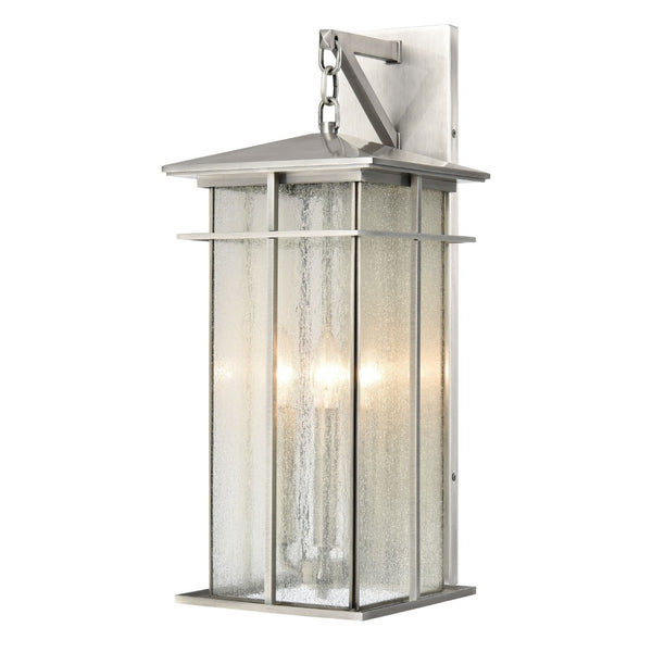 Atlas Oak Park Outdoor Sconce - Mission-Style 1-Light Fixture with Durable Construction for Exterior Elegance Antique Brushed Aluminum 9'' OL11193-SV