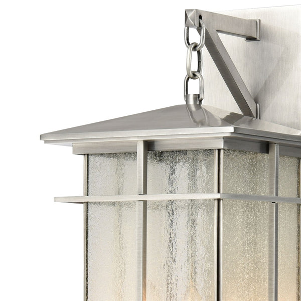 Atlas Oak Park Outdoor Sconce - Mission-Style 1-Light Fixture with Durable Construction for Exterior Elegance Antique Brushed Aluminum 9'' OL11193-SV