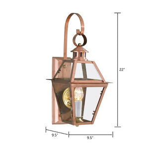 Atlas Olde Colony 22'' Outdoor Lantern Sconce - Timeless Design with Clear Glass, Ideal for Entryways & Patios Copper OL11195-CO