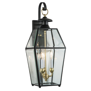 Atlas Olde Colony 22'' Outdoor Lantern Sconce - Timeless Design with Clear Glass, Ideal for Entryways & Patios Black 28'' OL11196-BK