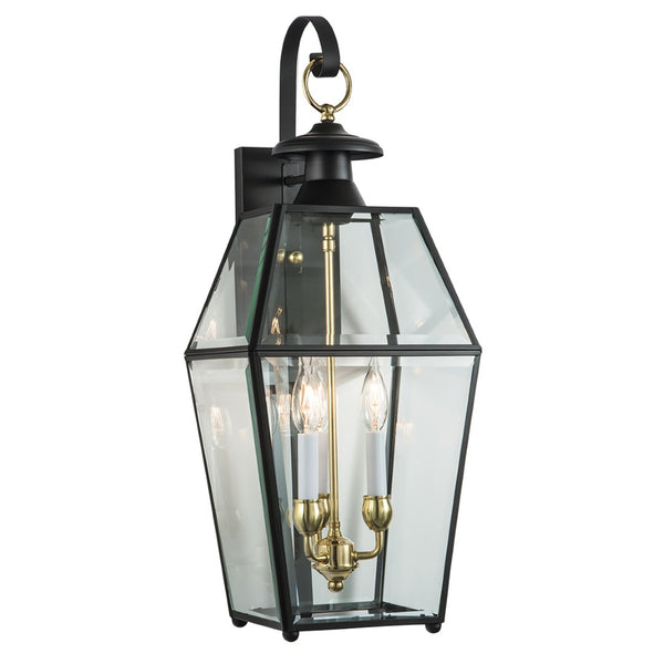 Atlas Olde Colony 22'' Outdoor Lantern Sconce - Timeless Design with Clear Glass, Ideal for Entryways & Patios Black 28'' OL11196-BK