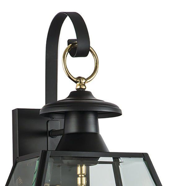 Atlas Olde Colony 22'' Outdoor Lantern Sconce - Timeless Design with Clear Glass, Ideal for Entryways & Patios Black 28'' OL11196-BK