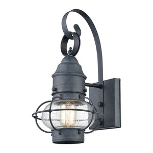 Atlas Onion Outdoor Sconce - Classic Lantern Design with Seeded Glass for Elegant Illumination Outdoors Aged Zinc 8'' OL11197-GY