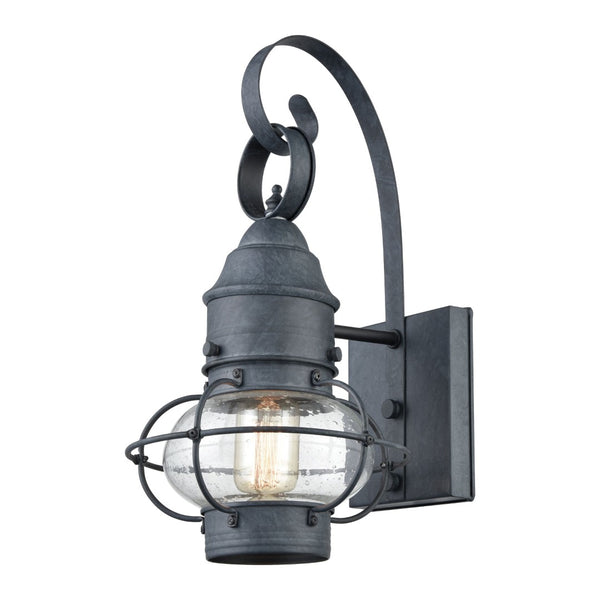 Atlas Onion Outdoor Sconce - Classic Lantern Design with Seeded Glass for Elegant Illumination Outdoors Aged Zinc 8'' OL11197-GY