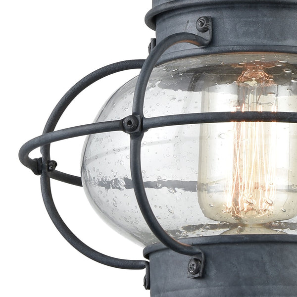 Atlas Onion Outdoor Sconce - Classic Lantern Design with Seeded Glass for Elegant Illumination Outdoors Aged Zinc 8'' OL11197-GY