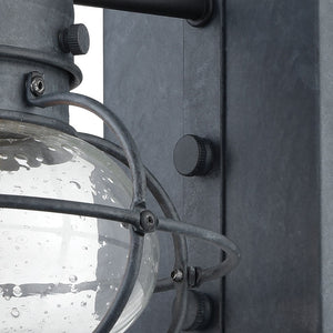 Atlas Onion Outdoor Sconce - Classic Lantern Design with Seeded Glass for Elegant Illumination Outdoors Aged Zinc 8'' OL11197-GY