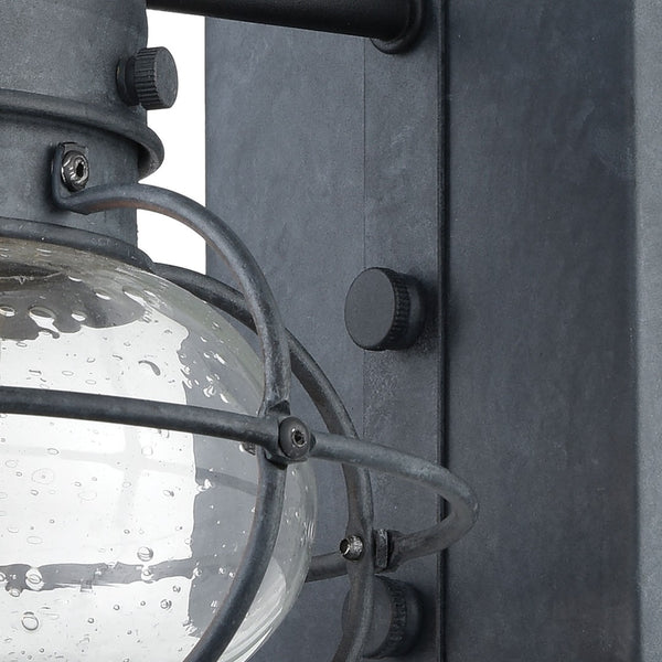 Atlas Onion Outdoor Sconce - Classic Lantern Design with Seeded Glass for Elegant Illumination Outdoors Aged Zinc 8'' OL11197-GY