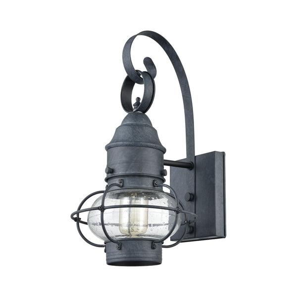 Atlas Onion Outdoor Sconce - Classic Lantern Design with Seeded Glass for Elegant Illumination Outdoors Aged Zinc 8'' OL11197-GY