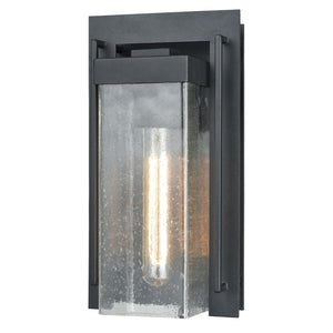 Atlas Overton 1-Light Outdoor Sconce - Timeless Arts and Crafts Style with Clear Seeded Glass Elegance Matte Black 6'' OL11200-BK