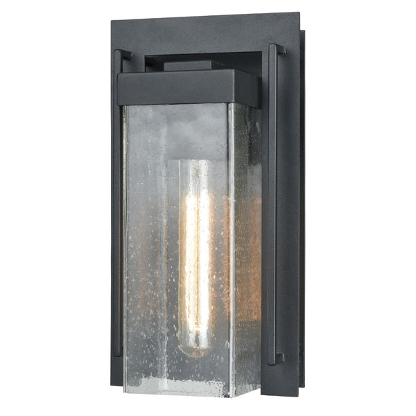 Atlas Overton 1-Light Outdoor Sconce - Timeless Arts and Crafts Style with Clear Seeded Glass Elegance Matte Black 6'' OL11200-BK