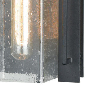 Atlas Overton 1-Light Outdoor Sconce - Timeless Arts and Crafts Style with Clear Seeded Glass Elegance Matte Black 6'' OL11200-BK