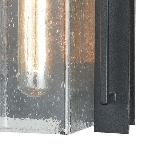 Atlas Overton 1-Light Outdoor Sconce - Timeless Arts and Crafts Style with Clear Seeded Glass Elegance Matte Black 6'' OL11200-BK