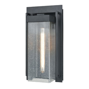 Atlas Overton 1-Light Outdoor Sconce - Timeless Arts and Crafts Style with Clear Seeded Glass Elegance Matte Black 9'' OL11201-BK