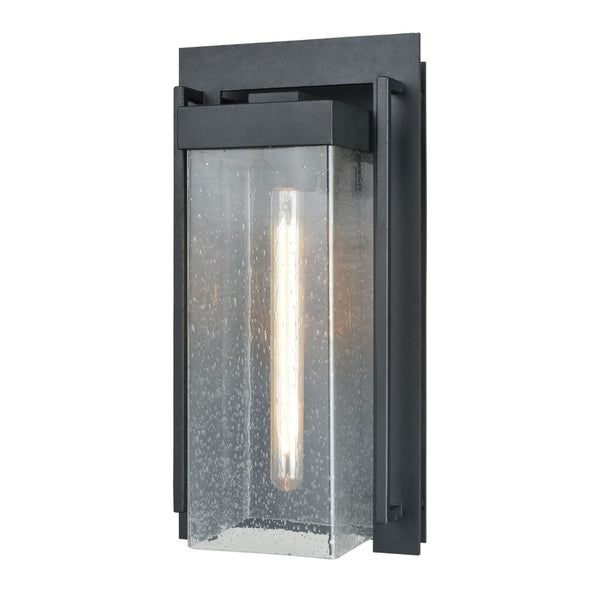 Atlas Overton 1-Light Outdoor Sconce - Timeless Arts and Crafts Style with Clear Seeded Glass Elegance Matte Black 9'' OL11201-BK