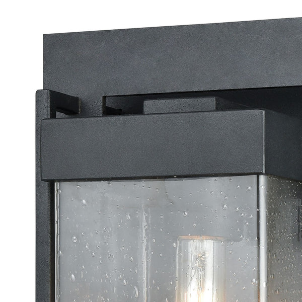Atlas Overton 1-Light Outdoor Sconce - Timeless Arts and Crafts Style with Clear Seeded Glass Elegance Matte Black 9'' OL11201-BK