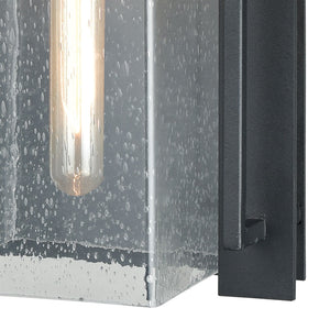 Atlas Overton 1-Light Outdoor Sconce - Timeless Arts and Crafts Style with Clear Seeded Glass Elegance Matte Black 9'' OL11201-BK